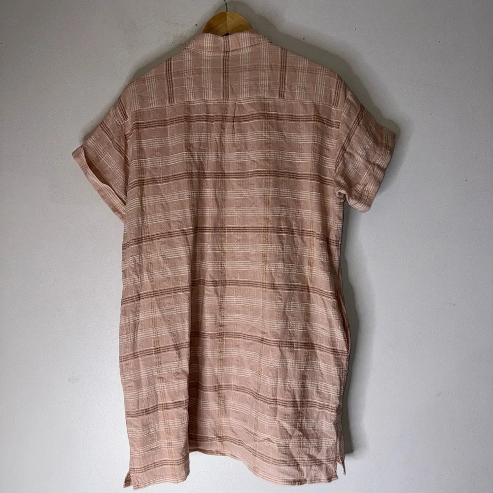 Hatch Pink Plaid Collar Button Down Mini Dress Size‎ 2 Medium